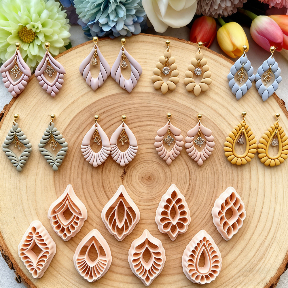 Diamond Stud Earrings - Sanatsal Damlalık Şekilli Dekoratif Polimer Kil