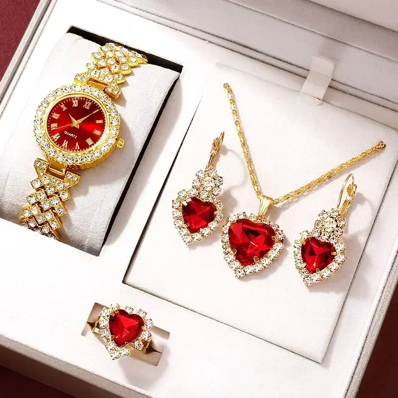Jewelry Watches For Ladies - Altın Lüks Saat Kadın Yüzük Kolye