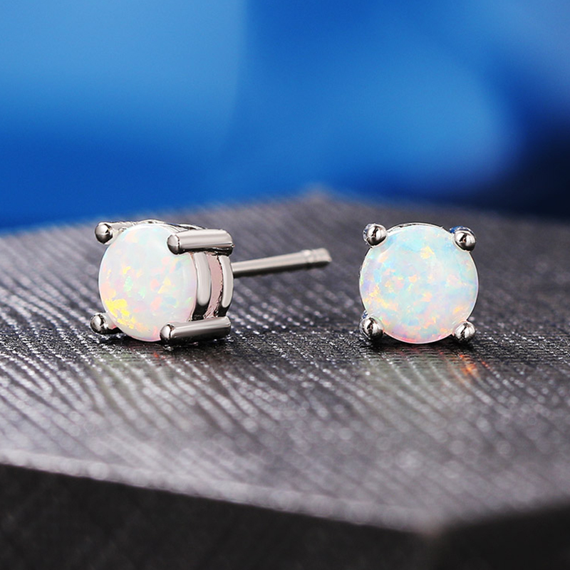 Opal Earrings Dangle - Basit Kadın Saplama Küpe Opal Taşlı