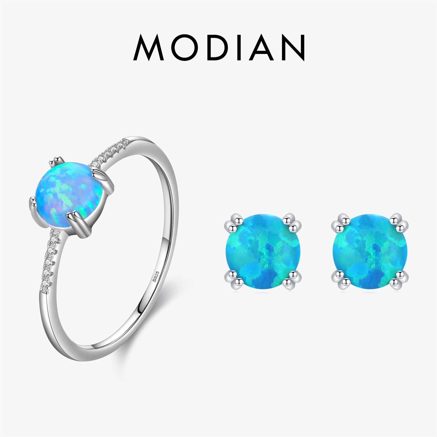 Opal Earrings Dangle - Modian otantik 925 ayar gümüş aşk