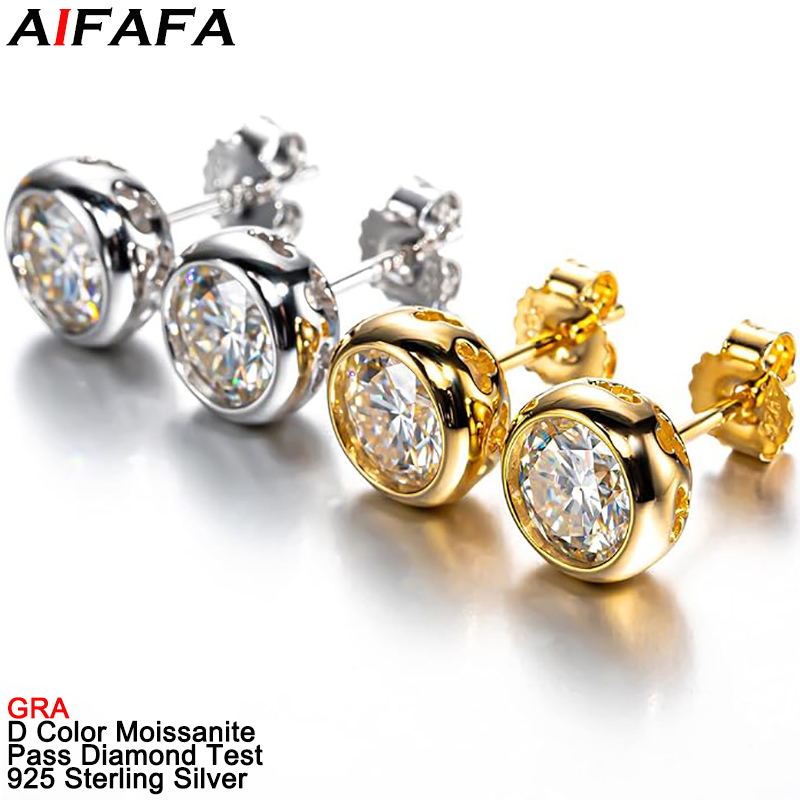 Diamond Stud Earrings - Gerçek D Renk Mozanit Pırlanta Saplama