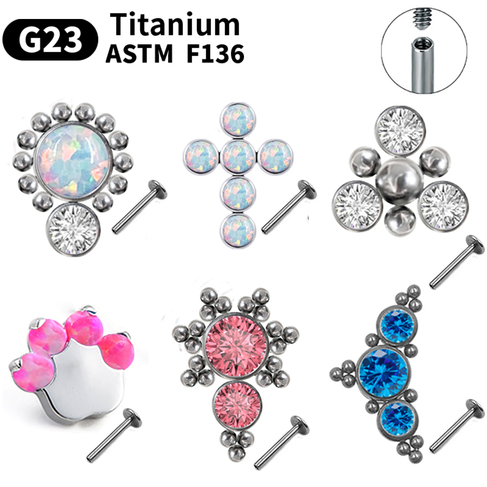 Opal Earrings Dangle - G23 Titanyum Piercing Küpe Kadınlar Opal