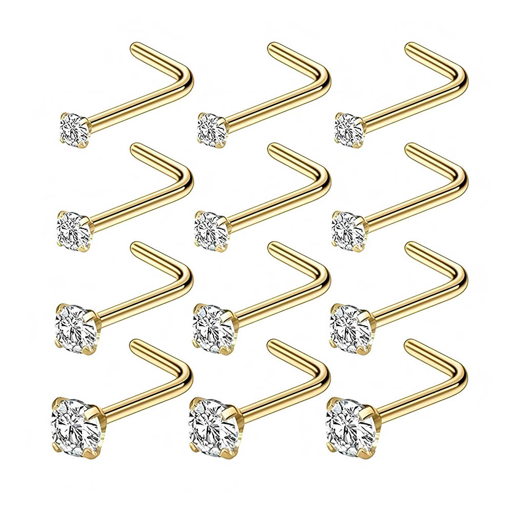 Diamond Stud Earrings - 12 Parça Tam Set 316L Hipoalerjenik