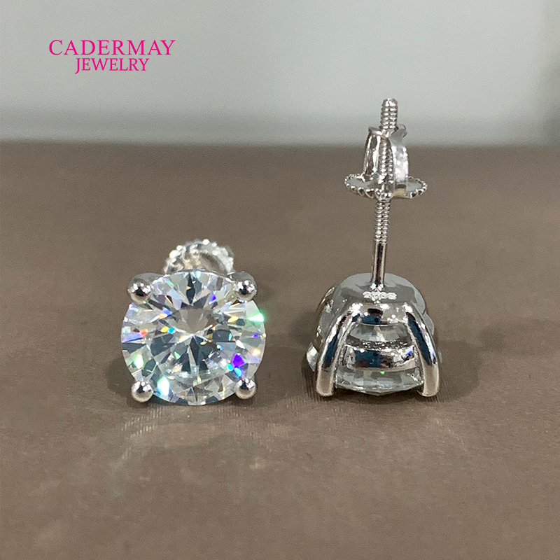 Diamond Stud Earrings - Yüksek Kalite 4 Çatal Vida Geri