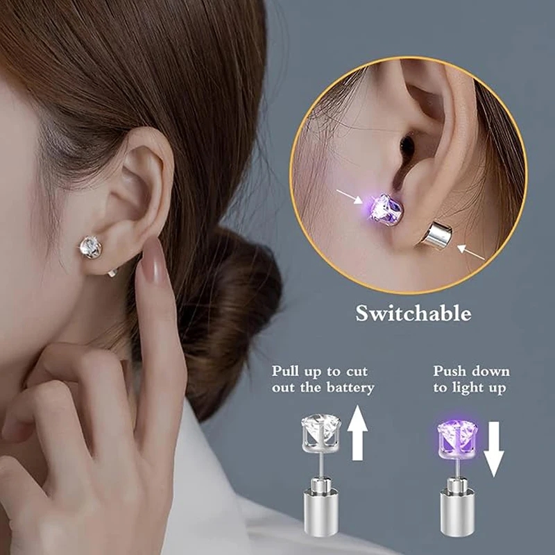 1 çift Led Işık Up Kulak Damız - Diamond Stud Earrings incelemesi ve fiyatı