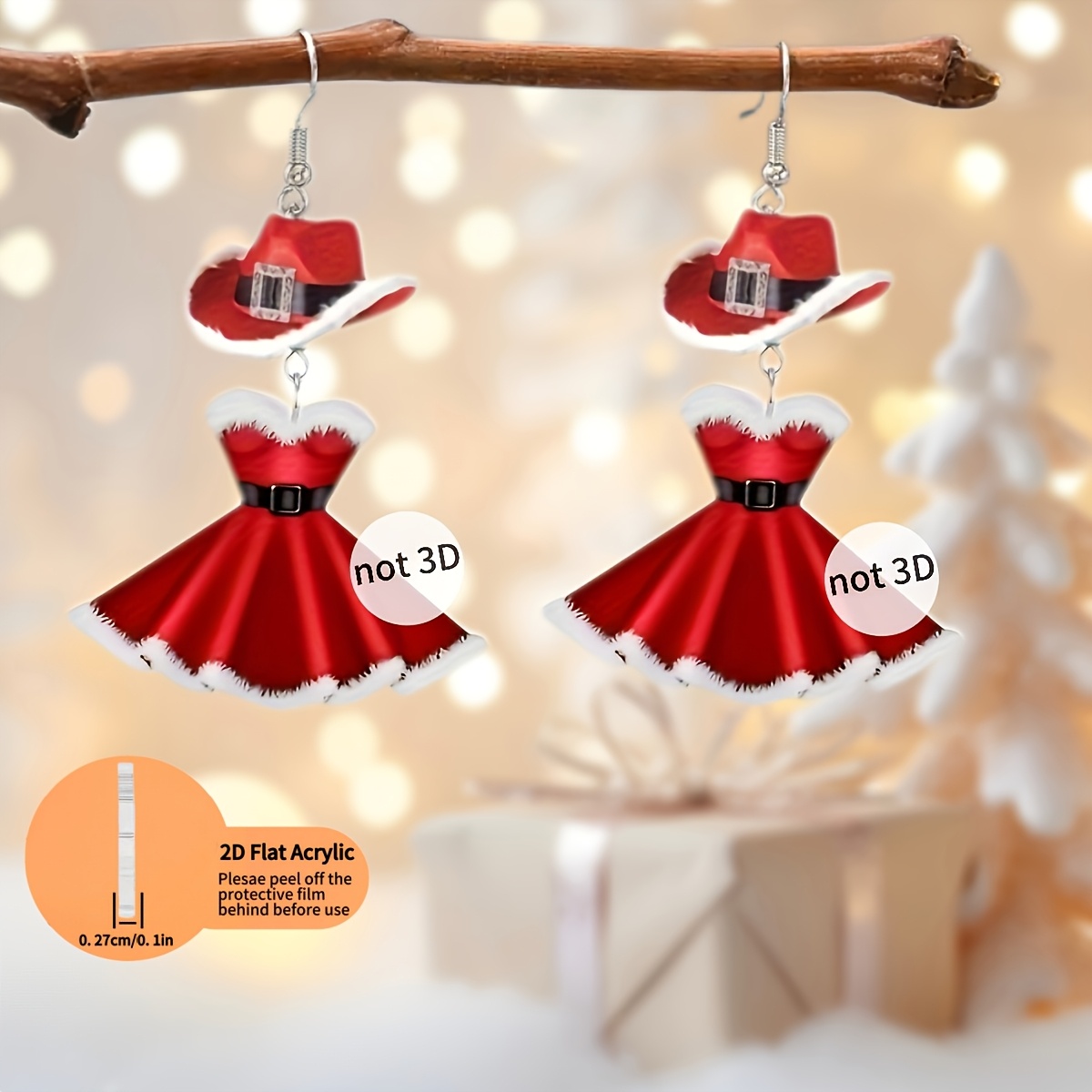 1 çift 2D akrilik Noel temalı  - Eve Jewelry & Watches Distribuidor Oficial Rolex incelemesi ve fiyatı
