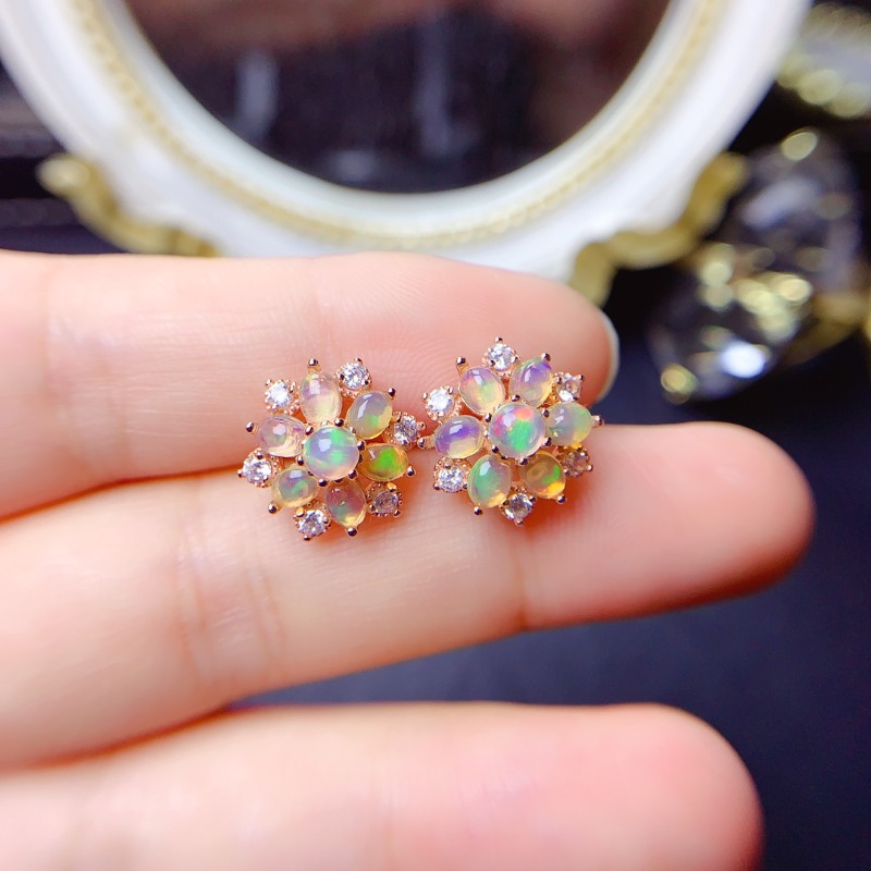 925 Ayar Gümüş Küpe Çiçek Çıtç - Opal Earrings Dangle incelemesi ve fiyatı