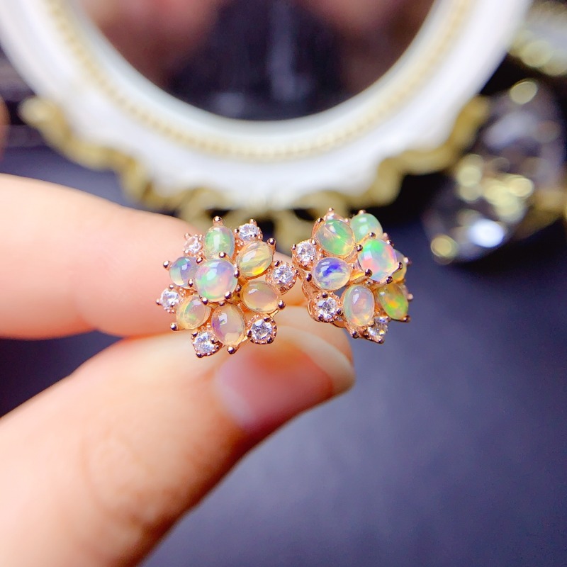 925 Ayar Gümüş Küpe Çiçek Çıtç - Opal Earrings Dangle incelemesi ve fiyatı