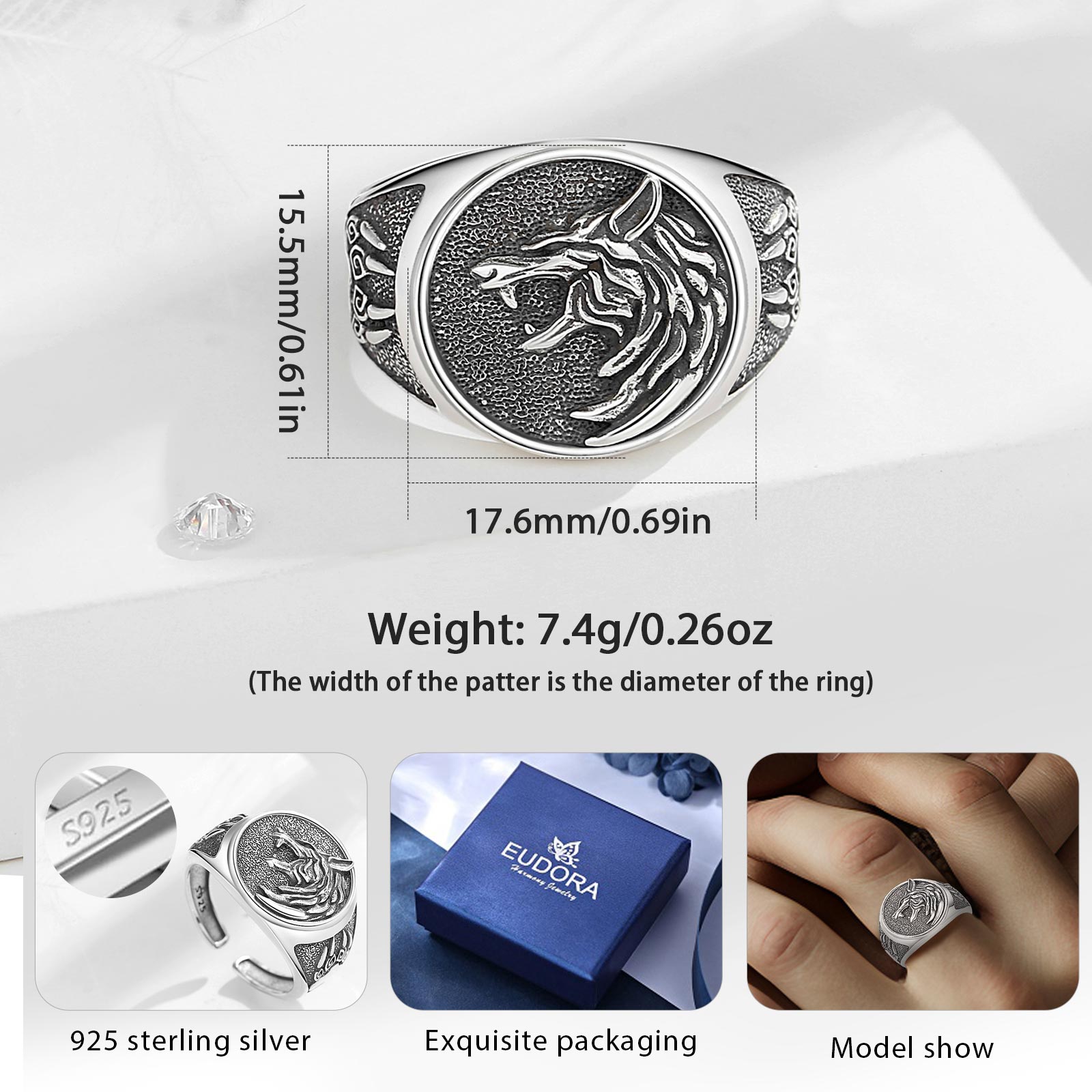 Eudora 925 ayar gümüş Viking k - Wolf Jewelry & Watches Tampa Reviews incelemesi ve fiyatı