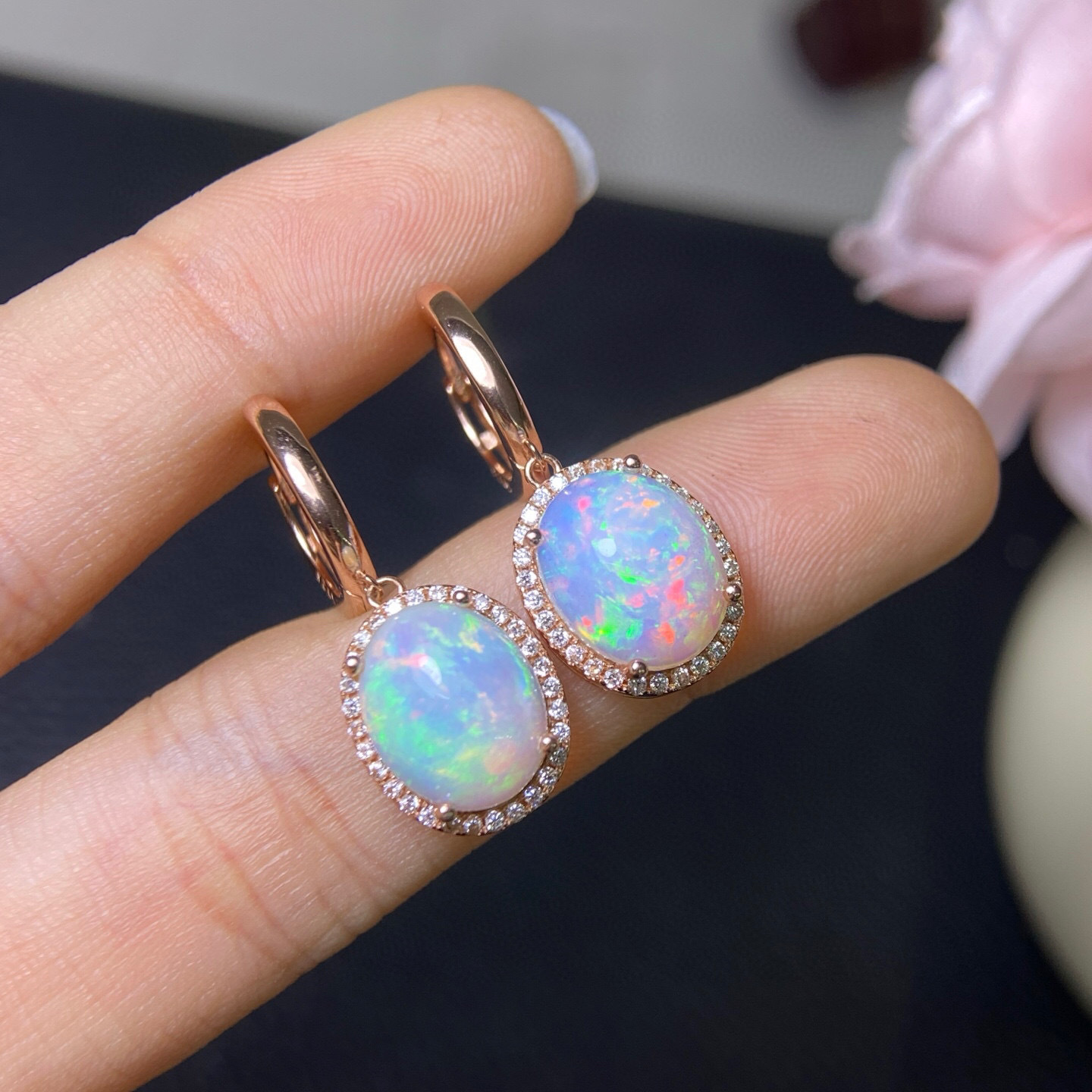 Doğal Oval Opal Sarkan Küpeler - Opal Earrings Dangle incelemesi ve fiyatı